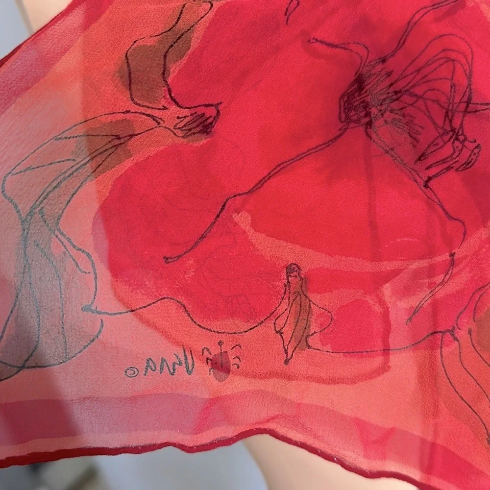 Vintage Sheer Rose Rectangular Scarf Wrap